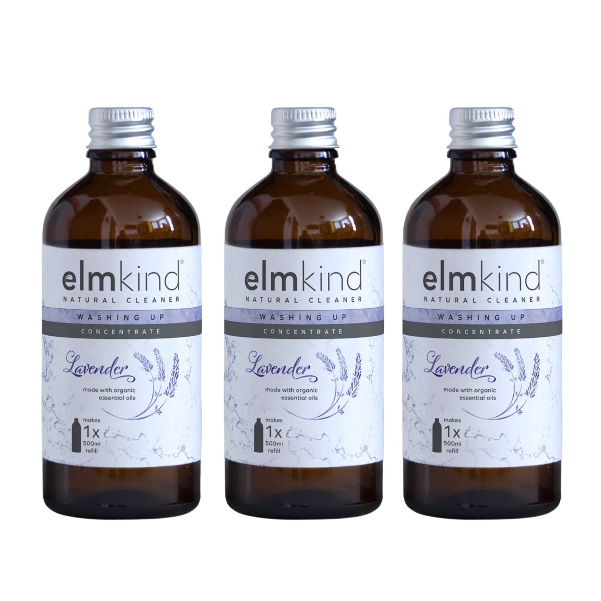  3 100ml amber glass concentrated refills on a white background